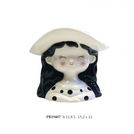 Vasetto porcellana BUSTO RAGAZZA CON CAPPELLO