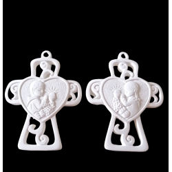 Croce Comunione bimbo bimba che prega in gesso ceramico profumato per il fai da te