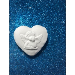 Cuore con angelo 3d in gesso ceramico profumato