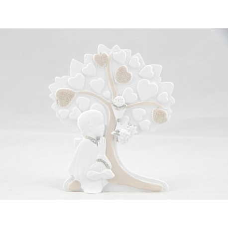 Bimbo con albero cuori Prima Comunione 13x14,5