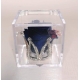 Corona di strass con rosa eterna e scatolina plexi 6x6x6