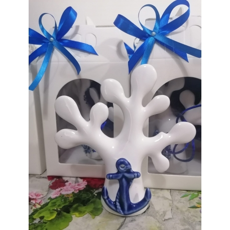 Albero della vita con applicazione tema mare porcellana