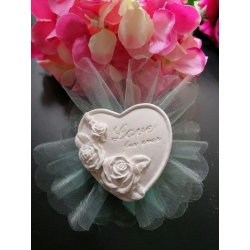 Cuore con rose e scritta "love forever " in gesso ceramico profumato