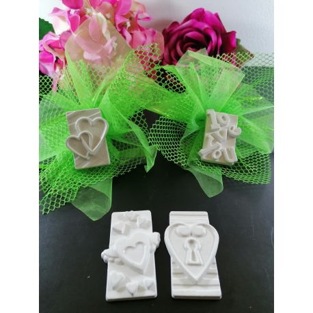 Targhetta -tag amore , cuore con ali, i love you, cuore serratura 10 pezzi gesso ceramico