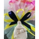 Biberon Shabby con fiocco e fiore gesso ceramico profumato