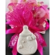 Biberon Shabby con fiocco e fiore gesso ceramico profumato
