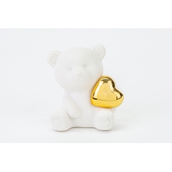 Orsetto porcellana cuore oro 6,5 cm