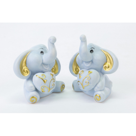 Elefantino porcellana celeste ed oro