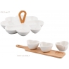Antipastiera ceramica 3 coppette CUORE su base legno